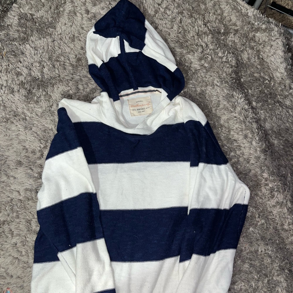 Vintage Weekenders Navy and White Striped Hoodie